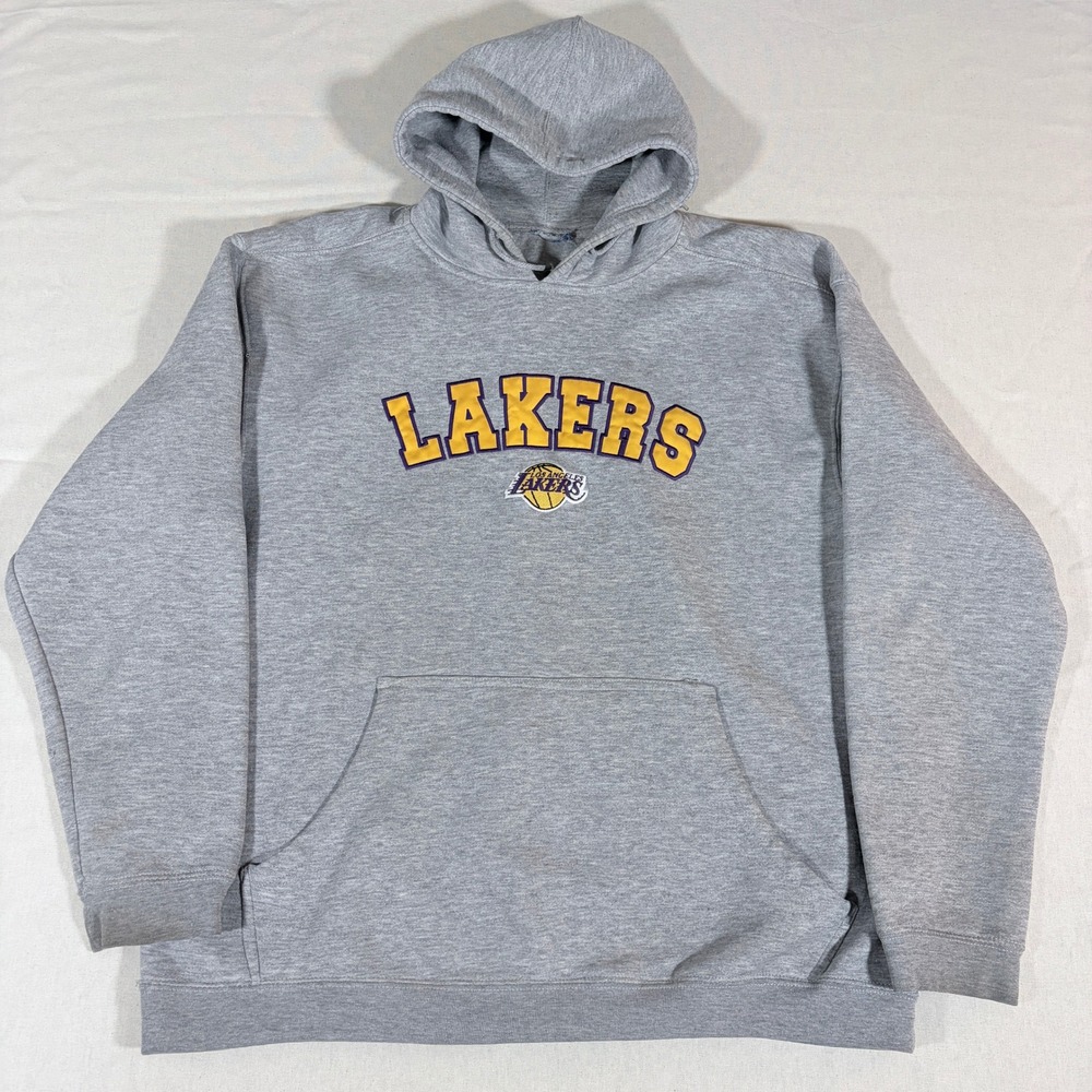 Los Angeles Lakers Hoodie Heather Gray Graphic Pullover Mens Large NBA